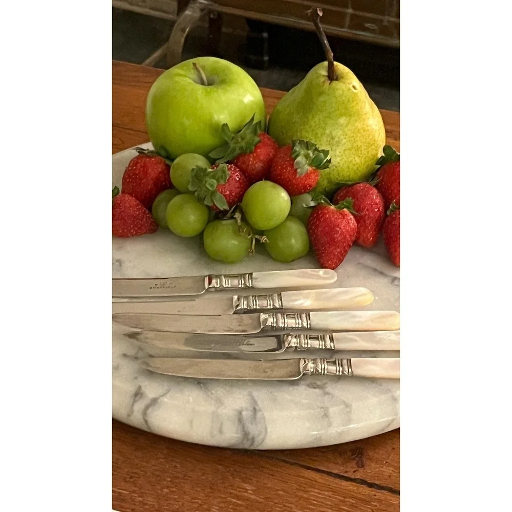 Vintage Sheffield Fruit Knives Mother Of Pearl Handles Set Of 5
